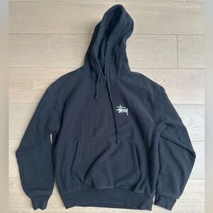 Stussy Black Pullover Hoodie with White Chest Logo